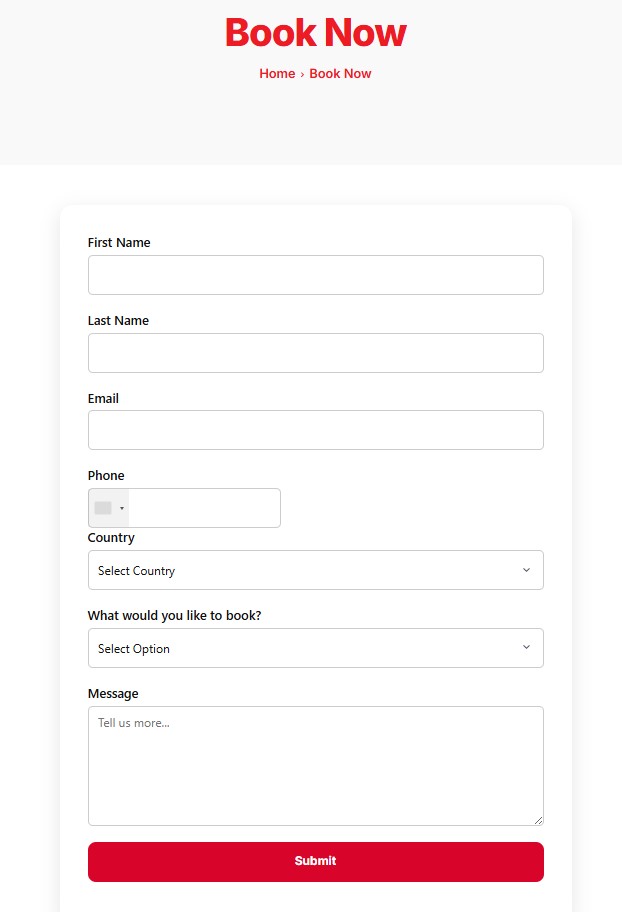 Booking Form