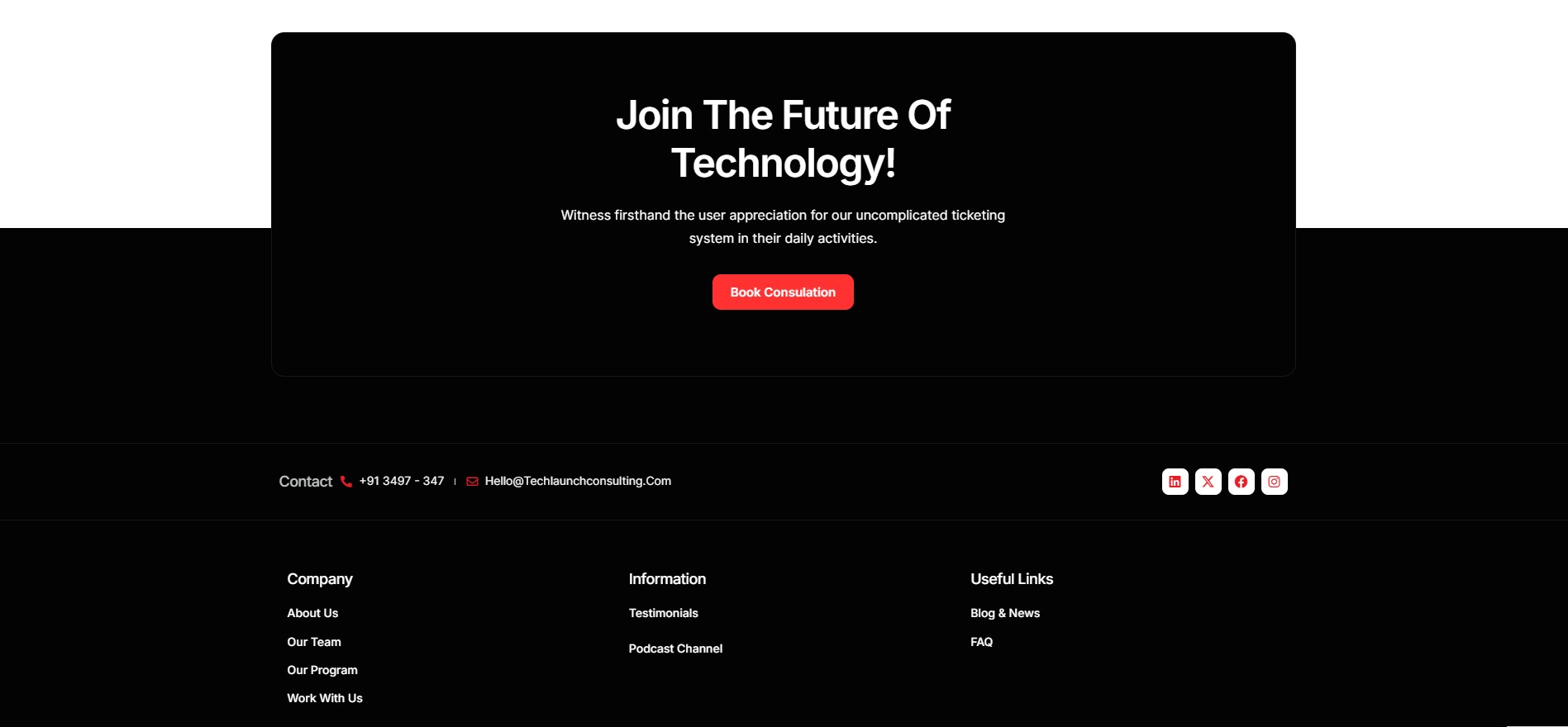 TechLaunch Website Footer