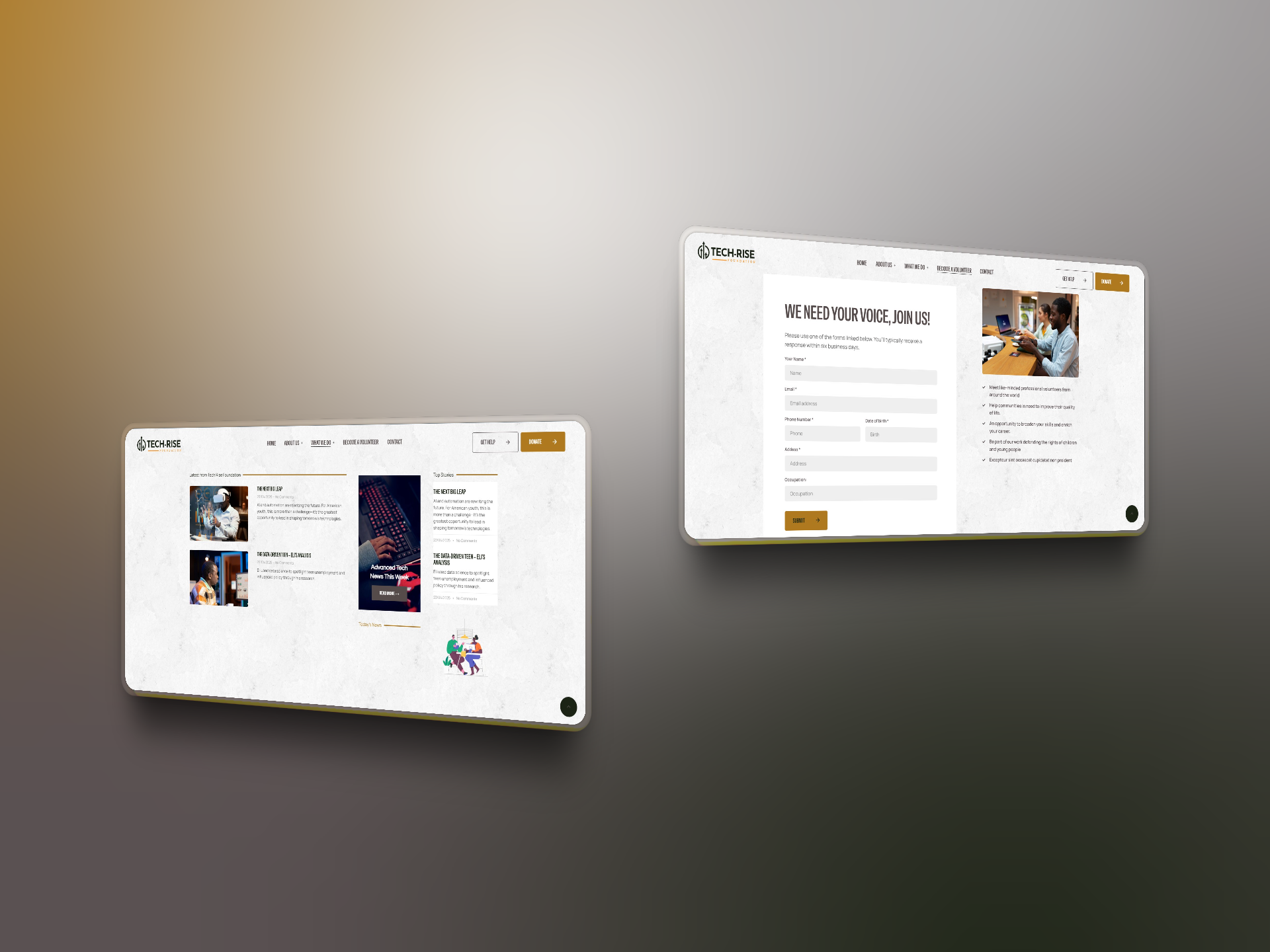 Hero and about page layouts