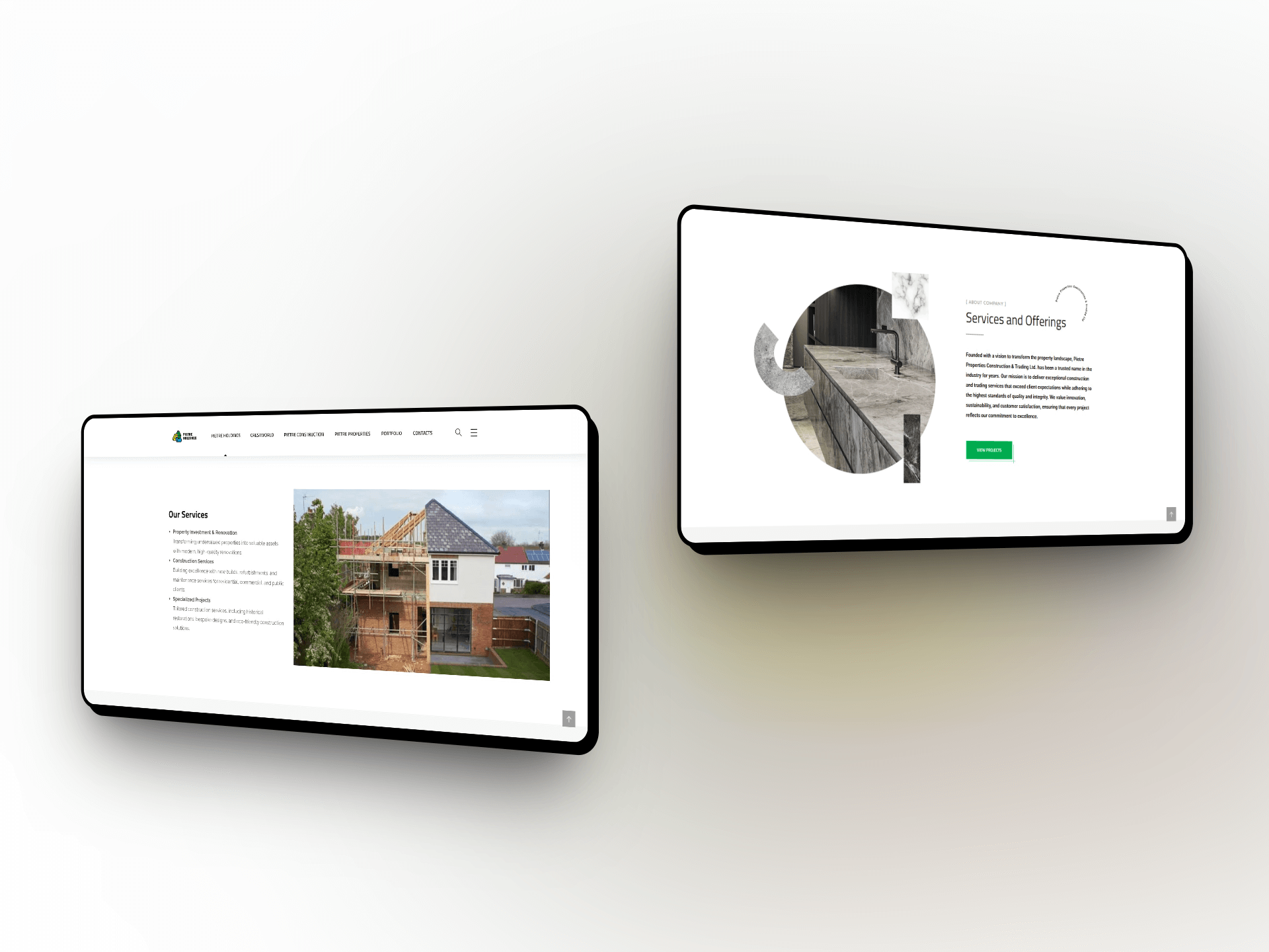 Services overview screens